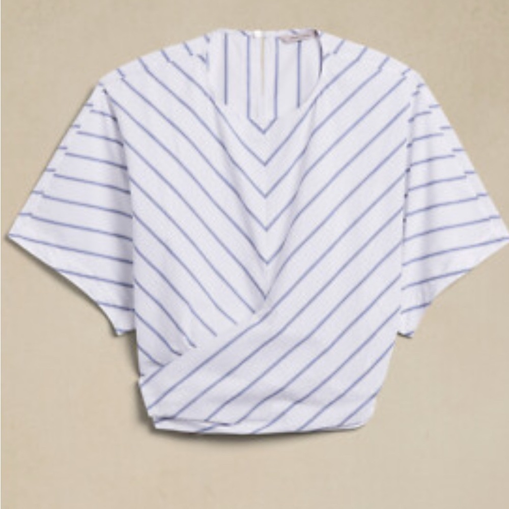 Banana Republic White and Blue Striped Blouse